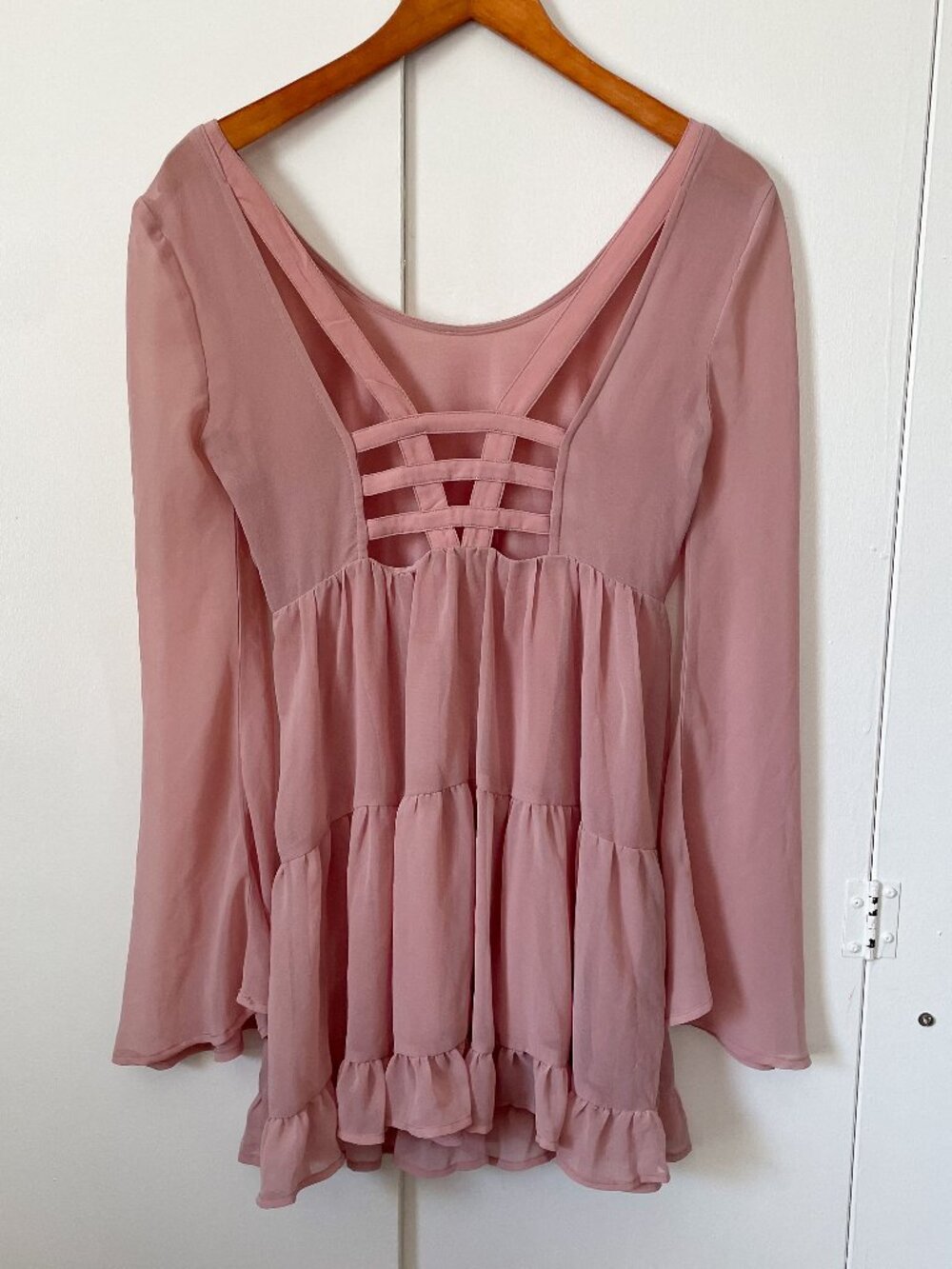 Kimchi Blue Pale Pink Tiered Dress Dainty Fairy Coquette Angel, Size Small